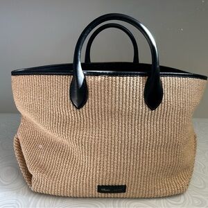 Khaite Medium Amelia Envelope Pleat Woven Canvas Tote
